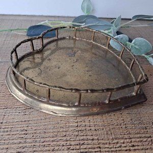 Vintage Bamboo Brass Small Heart Tray